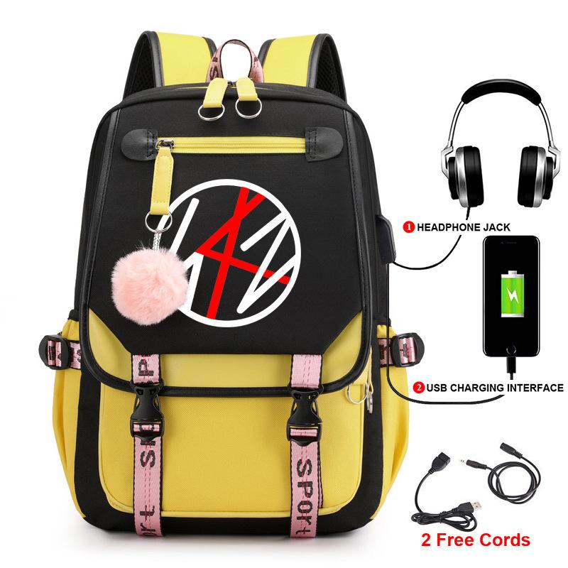 Korean Stray Kids Backpack Student Bag Men'S And Women'S Fashion Backpack Travel Bag Usb Computer Bag