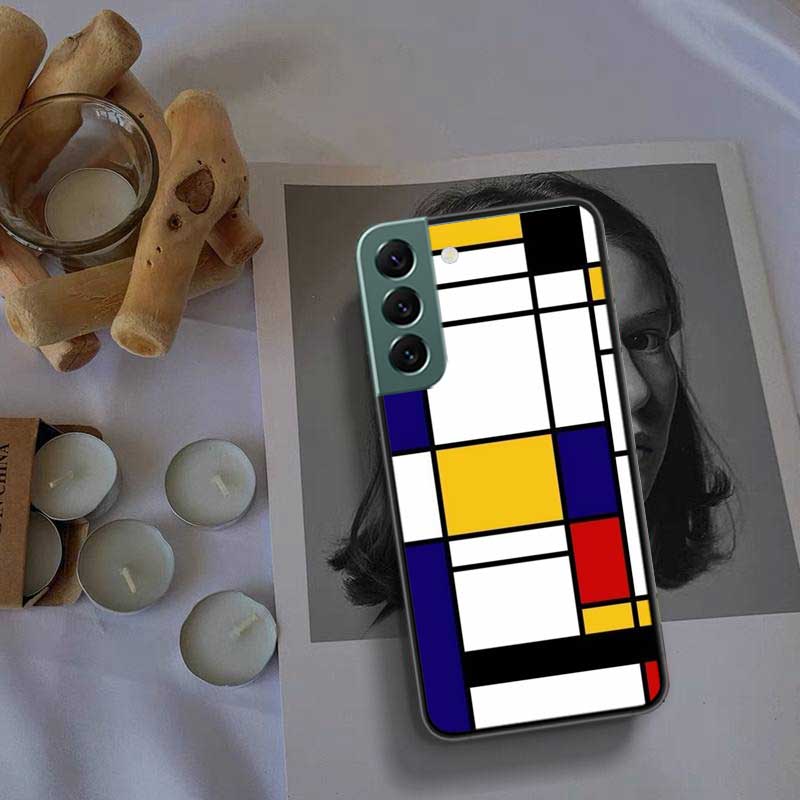 TOPLBPCS Mondrian Grid Phone Case For Samsung Galaxy S22 S25 Ultra S21 S10 Plus S26 Edge S20 S23 S24 FE Cover Silicone Soft