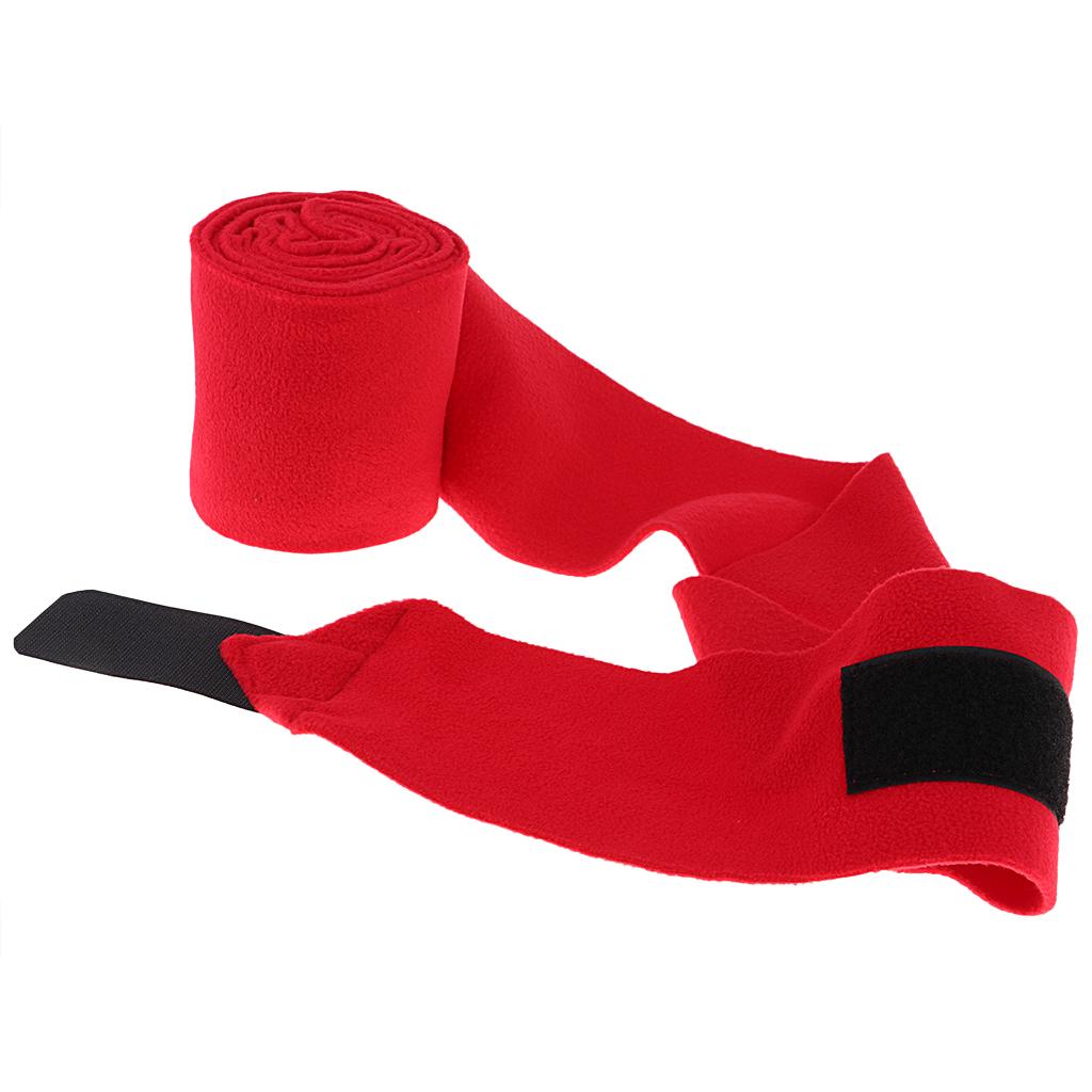 Horse Grooming Of 4 Fleece Leg Wraps Equestrian Supplies - Red