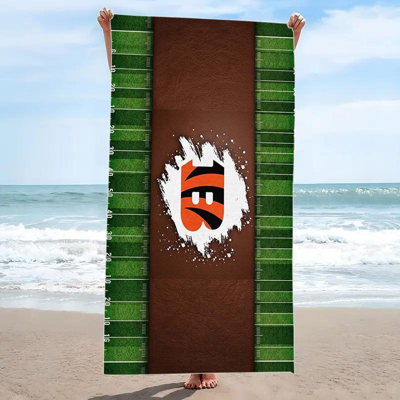 Cincinnati Bengals Logo Print Beach Towel, Large Soft Quick Dry Towel for Beach Camping Swimming