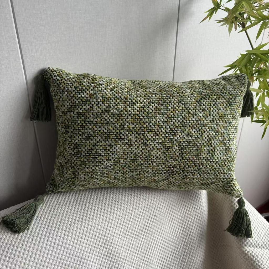 30x45cm Vintage Chenille Weave Cushion Cover with Tassels Skin-friendly Durable Machine Washable Wrinkle-resistant Pillow Case