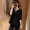 Summer new Korean version of foreign temperament age-reducing short-sleeved chiffon shirt women's loose large-size short-sleeved shirt women A