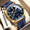 POEDAGAR Quartz Movement Luminous Hands Watch Mens Casual Nylon Strap Date Male Wristwatches Waterproof Clcok