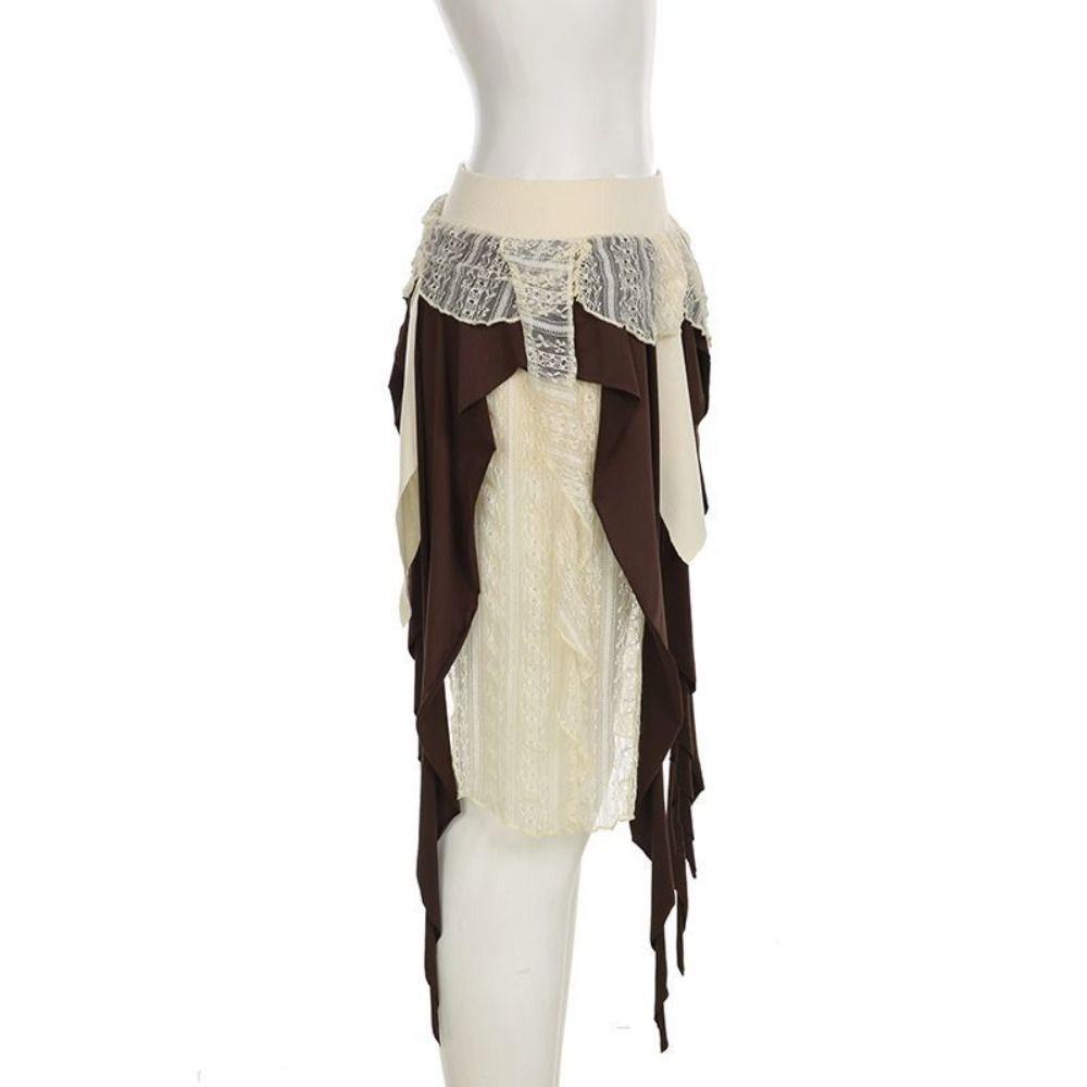 Mesh Flower Girls Short Mini Skirt High Waist Splicing Irregular Skirt Tassel Mini Skirts  Summer