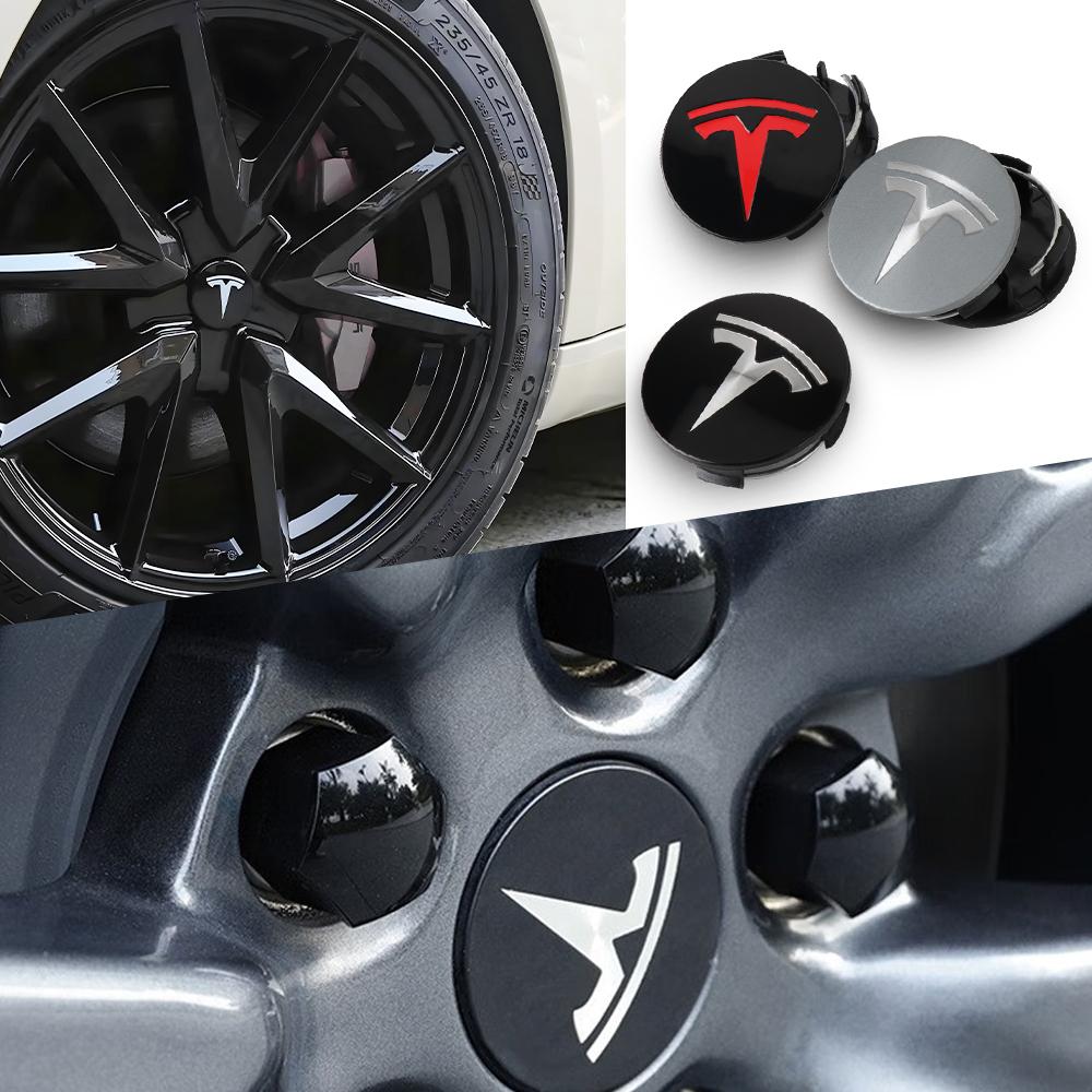 4pcs 56mm Car Wheel Center Hub Caps Rim Cover Emblem For Tesla Model 3 Model S Model X Model Y Juniper Roadster Auto Accessories