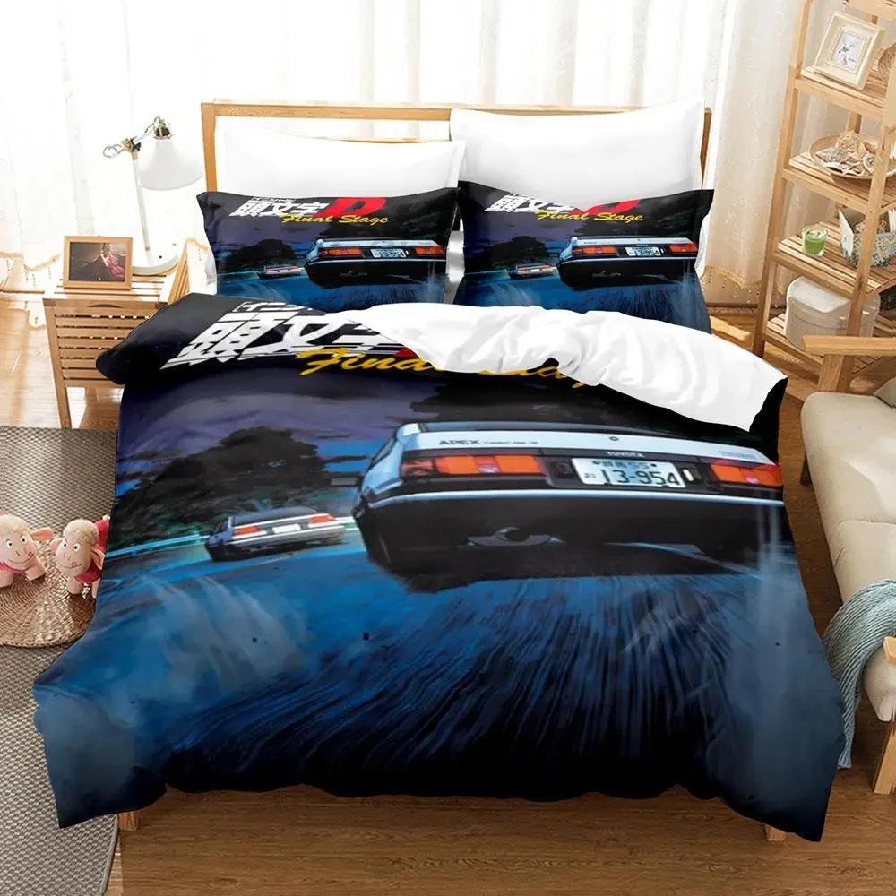Initial Ae86 Boys Bedroom Bedding Set Single Twin Full Queen King Size Aldult Duvetcover 3D Anime Bed Sheet Set