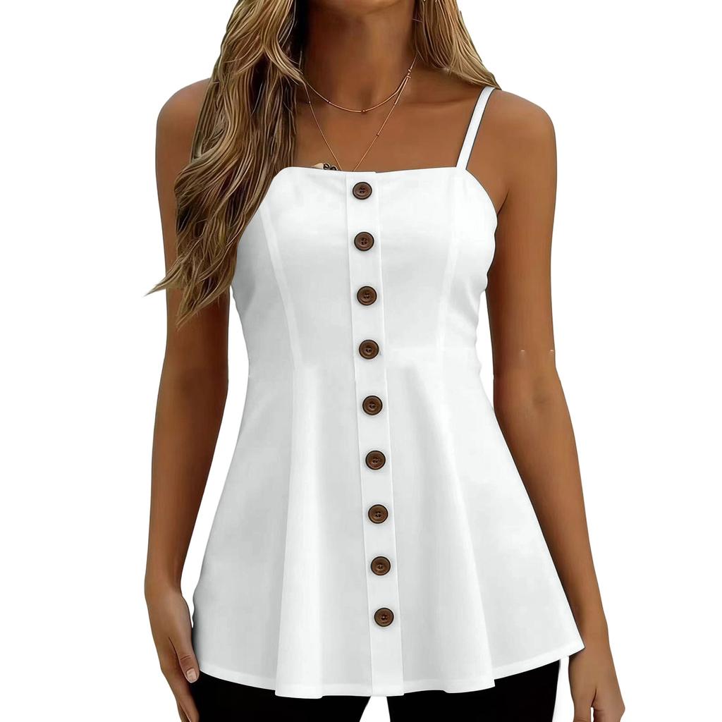 Women's Fashionable Button-down Sleeveless Vest Top