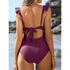 CHARMLEAKS Damen Einteiler Badeanzug mit Rüschen und Cut-Outs, Riemchen-Monokini, Bademode, Badeanzüge