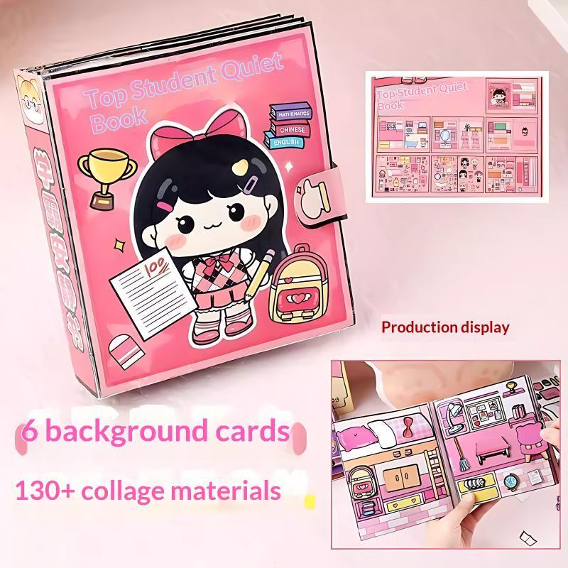 Kawaii School Theme Quiet Book Waterproof Reusable No Cut Design Free Tool Kit For Kids Diy Play At Home A