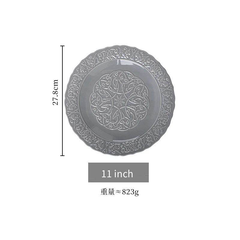 

Винтажная серая керамическая тарелка в европейском стиле блюда западной кухни обеденные тарелки блюдо для торта десерта предметы домашнего искусства столовая посуда