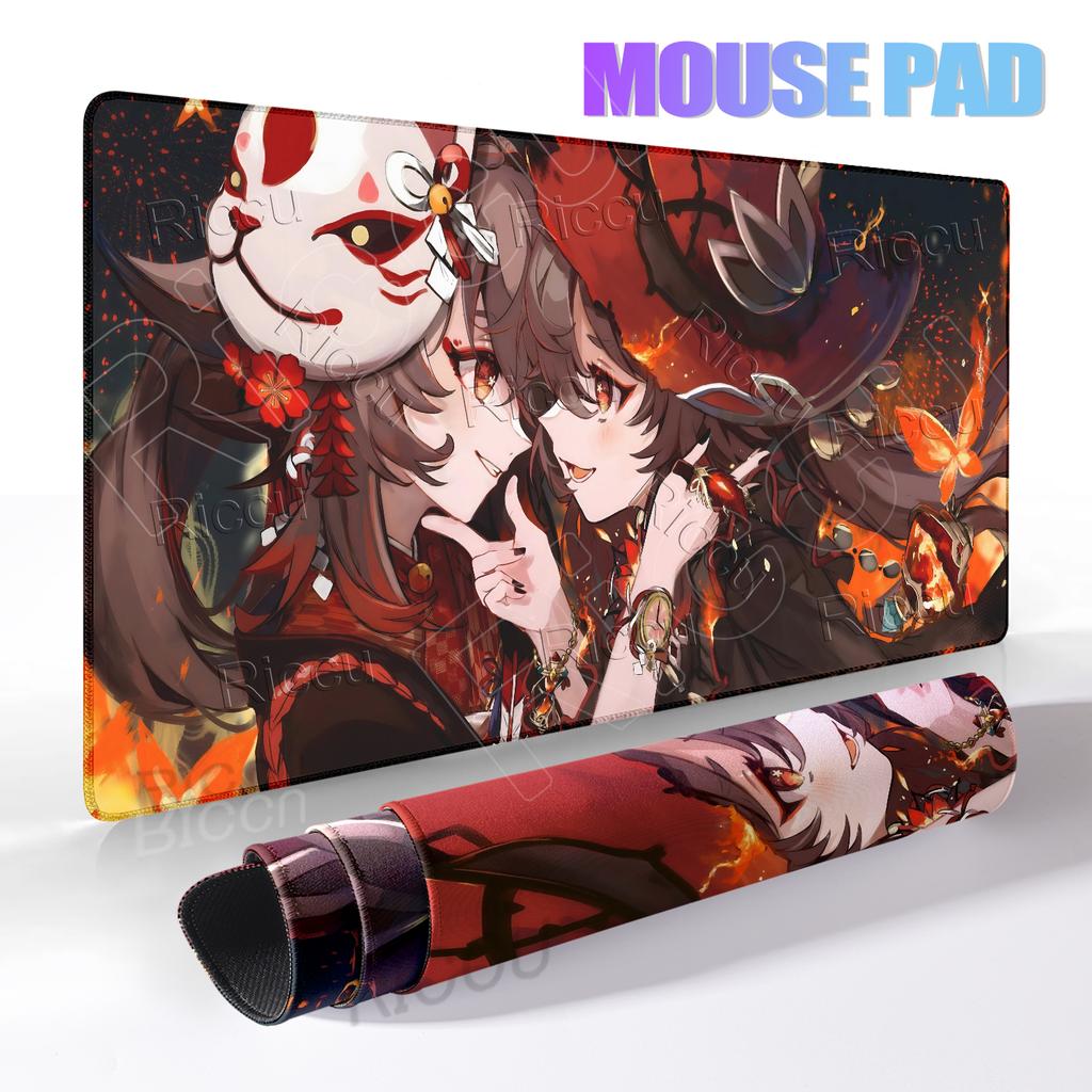 Extended Anime Kawaii Hu Tao Mousepad Non-slip Rubber Gaming Genshin Impact Mouse Pad Keyboard Professional Rugs Computer Carpet