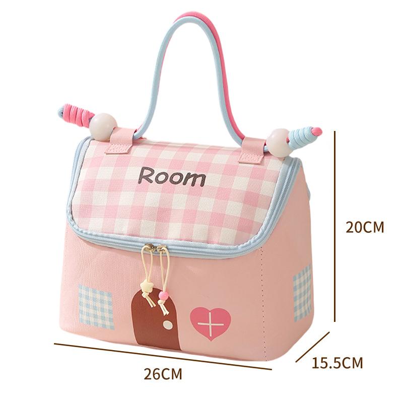 

Color Dopamine Women Makeup Storage Bag Cartoon House Design Cosmetics Storage Bag Large Capacity Portable Travel Toilet Bag