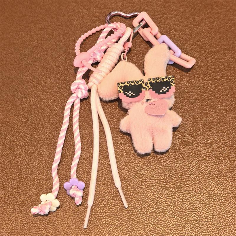 Cute Rabbit Plush Pendant,Fashionable Versatile Cute Girls Bag Student Cartoon Design,Mobile Phone Car Key Bag Charm