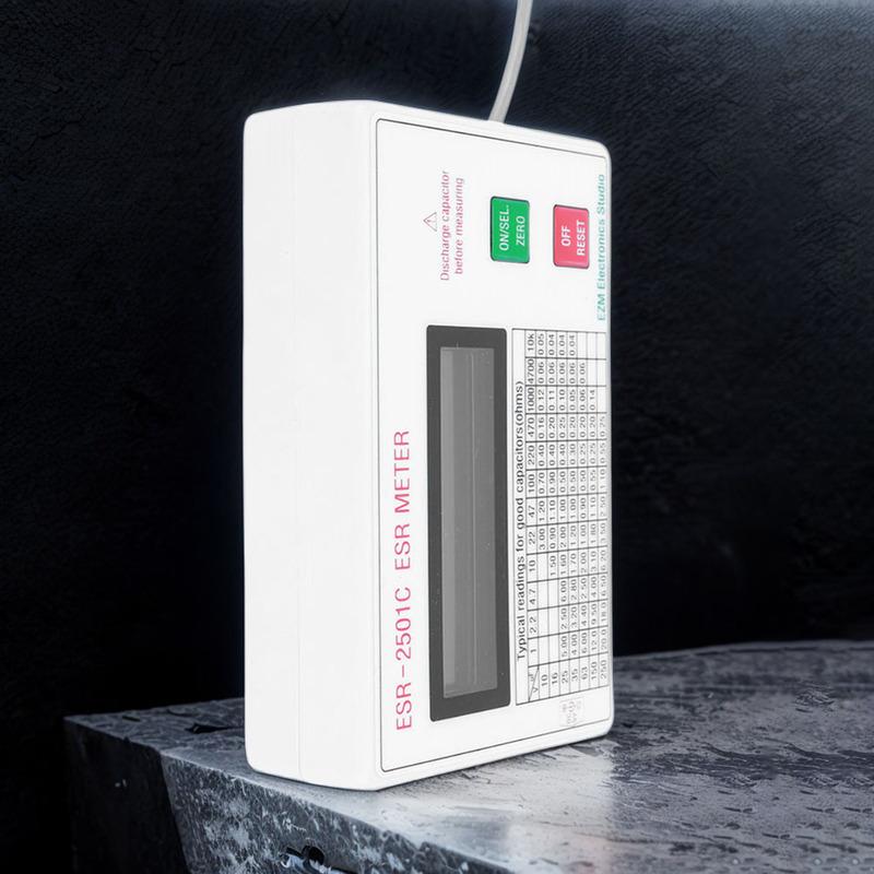 ESR Capacitor Tester Test In Circuit Capacitance Meter W/ Test Leads Clip LCD Display ESR Meter Smart Shutdown