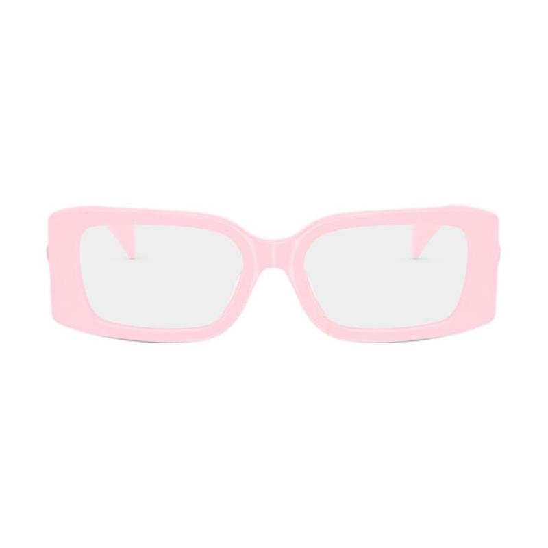 Versace Temple Logo Acetate Rectangular Optical Frame Unisex Couple Model Pink 12618737 O3362U-O548553-Pink 53