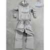 Conjunto de Moletom Casual com Capuz e Calça Esportiva de Perna Reta para Homens, Roupa Esportiva Casual Solta, Roupa Quente Confortável para Outono e Inverno