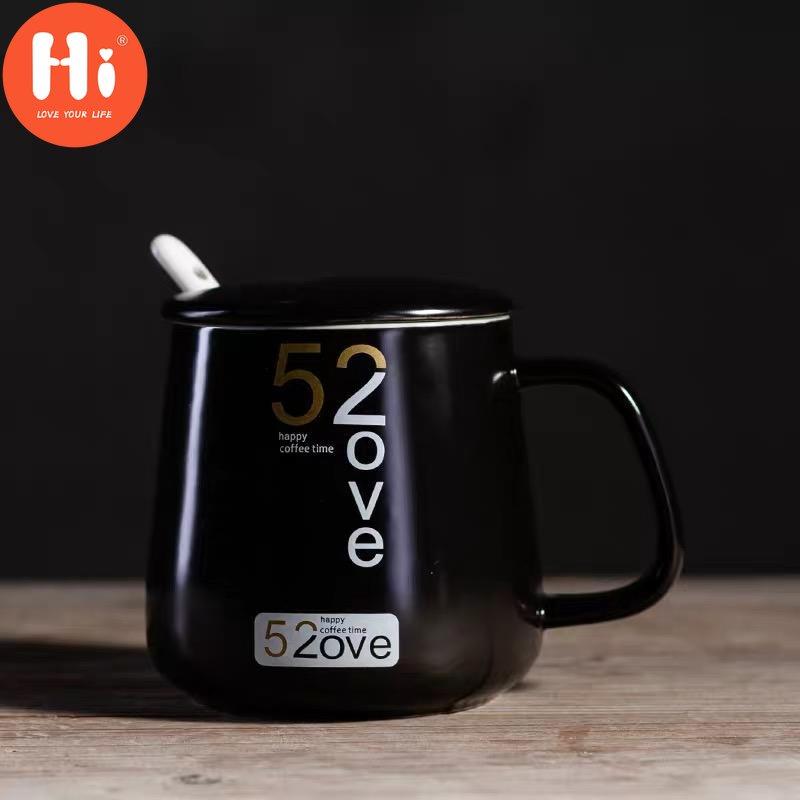 Japanese Style Totoro Coffee Mugs for Lovers Creative Milk Cup with Lid and Spoon Office Simple Ceramic Water Tea Cup Drinkware