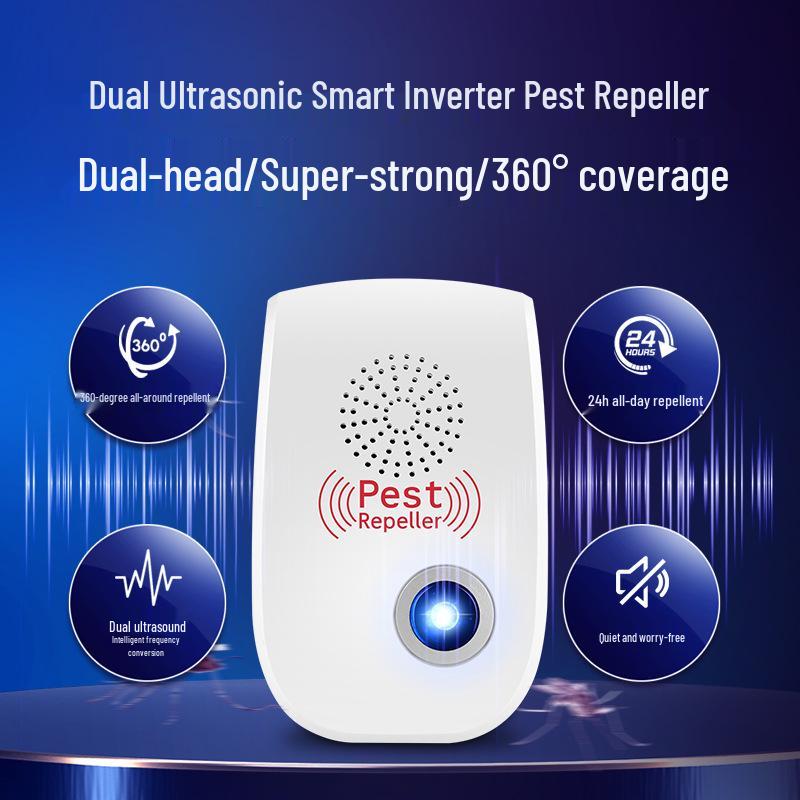High-Power Dual-Speaker Ultrasonic Pest Repeller for Cats and Mice - Silent, Low Energy