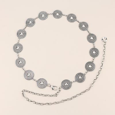 Waist Chain Women'S High Sense Women'S Retro Silver Summer With Skirt Round Cake Metal Chain Belt