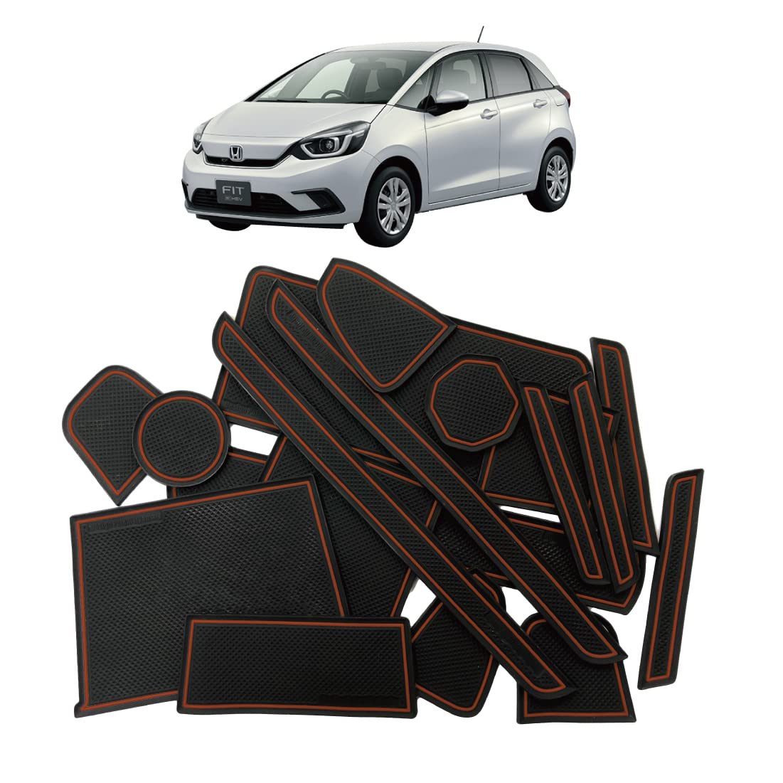 

[Продукт для предотвращения деформации] Honda New FIT Fit (ВН/э:HEV) Резиновый коврик для салона серии GR (Коричневый, OP Без переднего подлокотника) Коврик для дверного кармана резиновый M