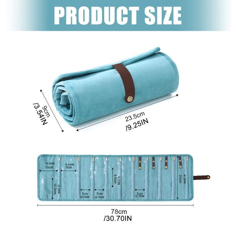 Travel Jewelry Case For Bracelets Earrings And Necklaces Lightweight Foldable Fabric Construction Organizer
