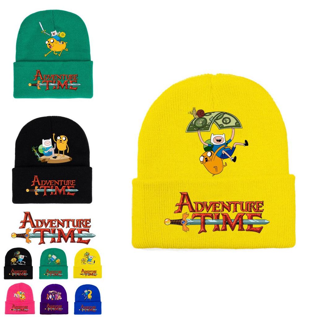 Adventure Time Cartoon Print Acrylic Knit Hat Winter Warm Unisex Beanie For Adults Teens
