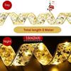 Weihnachtsbaumband (L=3m,B=5cm) Goldene Lichterkette, 30 LED Warmes Licht Dekorative Schleife für Weihnachtsdekoration, Geschenkverpackung(Keine Batterien enthalten)
