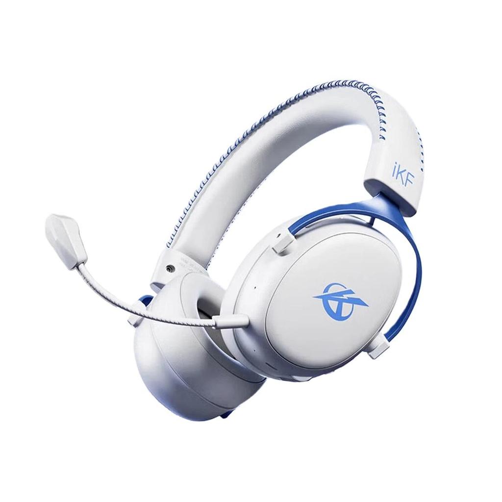 iKF Quad-Mode Gaming Headset, Over-Ear Wireless E-Sports Driver, Bluetooth And Wired FPS Dedicated, 7.1 Sound Field, White Color, Type-C Charging