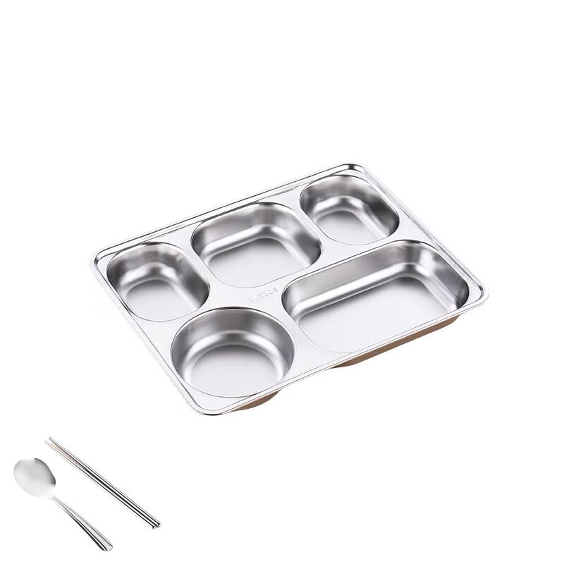Food Grade 304 Stainless Steel 5-Compartment Dinner Plate