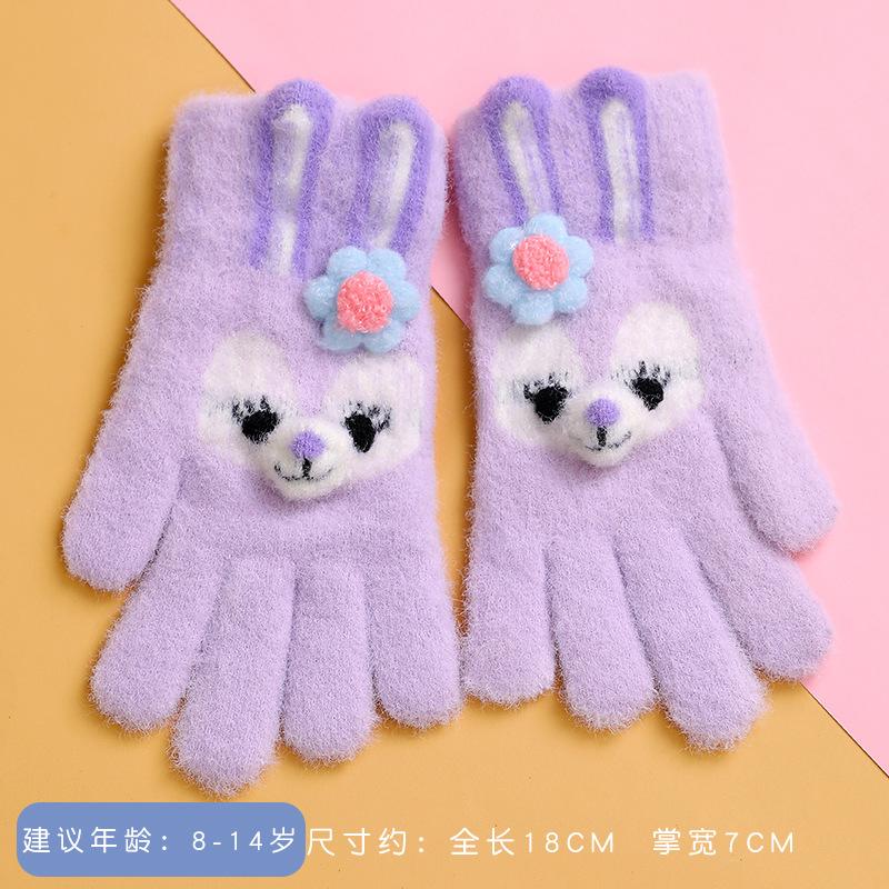 Cartoon Kinderhandschuhe Winter verdickt Jungen und Mädchen Outdoor Plüsch warm Fünffingerüberzug kleines Mädchen Frostschutz Fingerüberzug weiblich