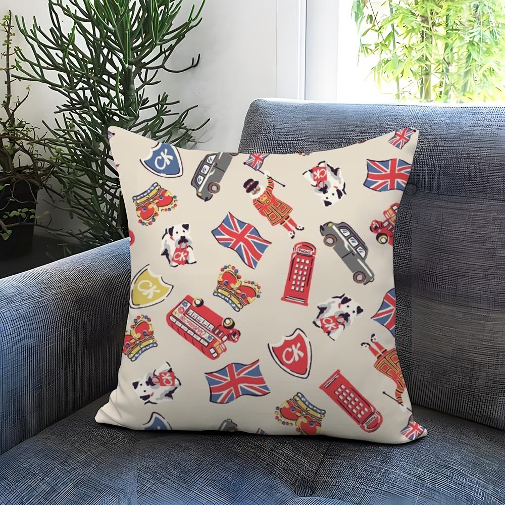 LOVE England Printed Cushion Cover Comfortable Reversible Pillow Cover Ideal for Car Sofa Bedroom & Beyond