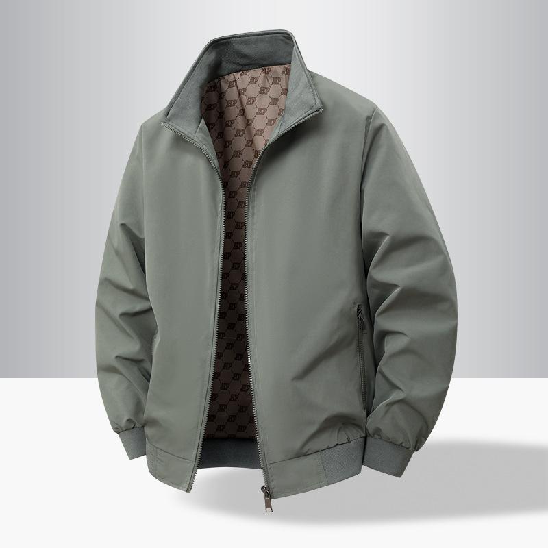 Men's Casual Light Business Jacket, Middle-aged and Elderly Standing Collar Jacket, Outdoor Plus Size Loose Jacket