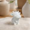 Yousheng 3D Printed Cow Figurine with Bow Tie, Cute Calf Statue, Minimalist Animal Model, Smiling Cow Ornament for Home Office Decor Gift