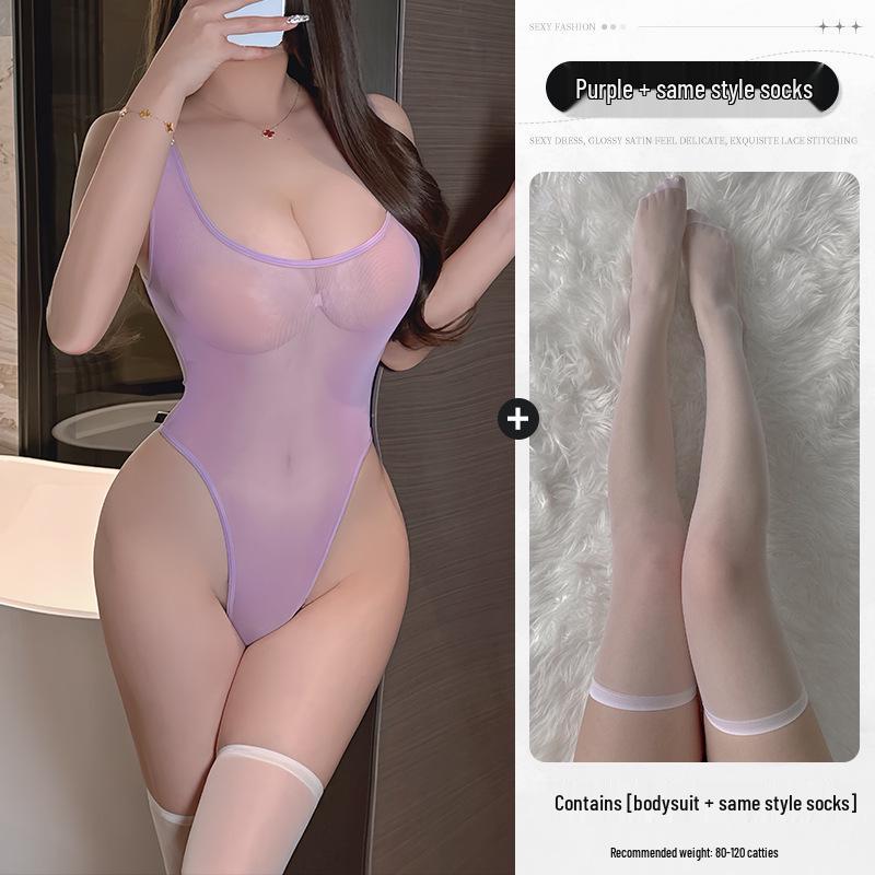 Sexy Goddess Transparent High Cut Fishnet Bodysuit - Open Crotch, Sleeveless, Perfect for Couples