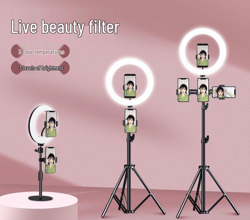 Multifunctional Floor-Standing Phone Tripod with Skin-Whitening Light for Live Streaming