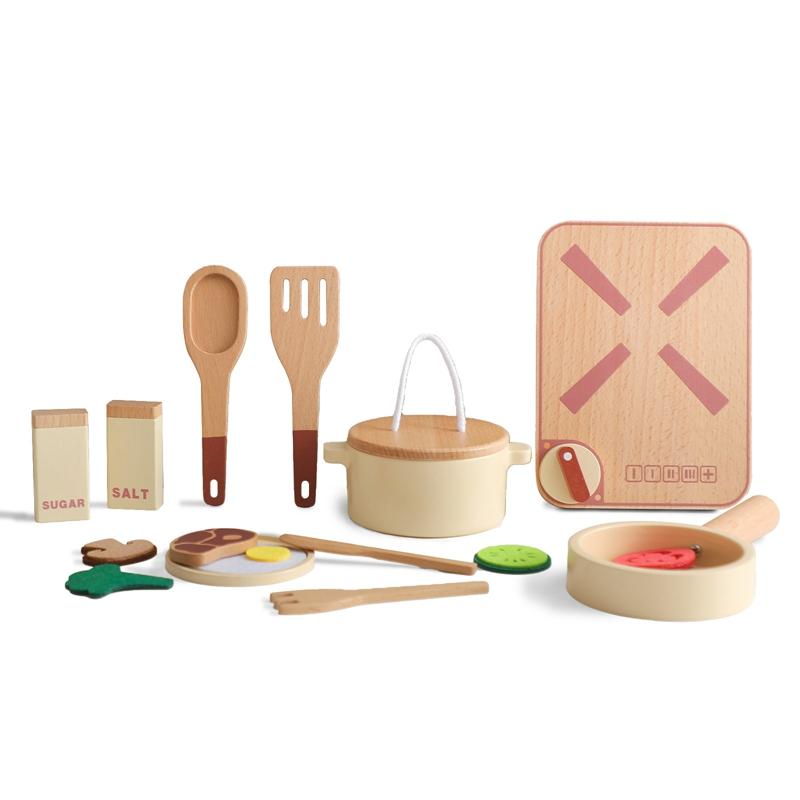 Montessori Children s Play House Kitchen Set Toys Children s Educational Simulation Wooden Toy Vegetable Pot Model Pretend Toys