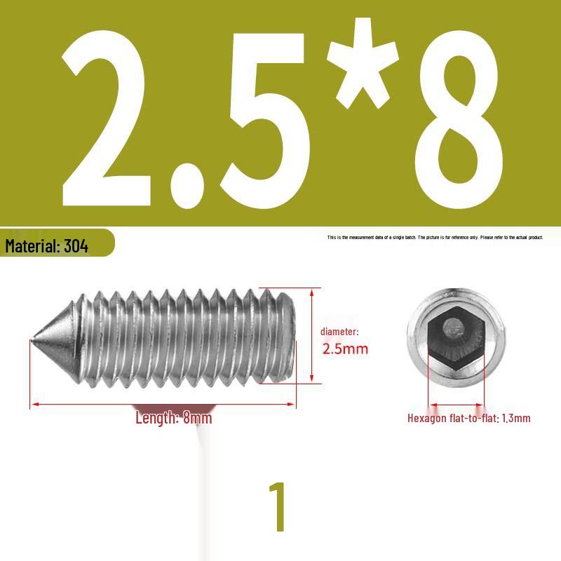 12.9 Edelstahl 304 Innensechskant Kegelspitze Gewindestift M2/M3