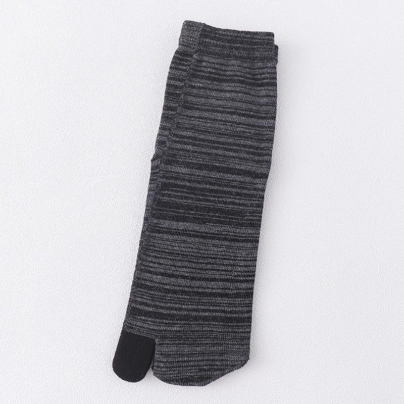 Two-Toe Cotton Socks: Striped, Sweat-Absorbent, Mid-Tube Style for All Seasons, Unisex Split-Toe Design