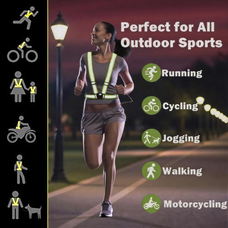 3PCS Reflective Safety Vest Bicycle - High Visibility Flashing Vest Set, A Safe Night Cycling Equipment