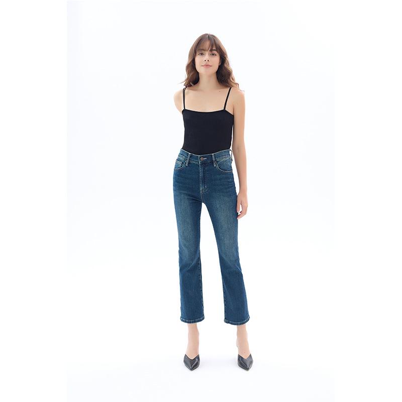 2025 Spring Women s High-Waisted Stretchy Slim Black Cropped Jeans 30