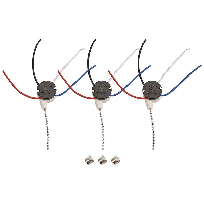 A84X-3 Pcs Ze-208S E89885 3 Speed 4 Wire Pull Chain Switch Ceiling Fan Light Switch Replacement Part