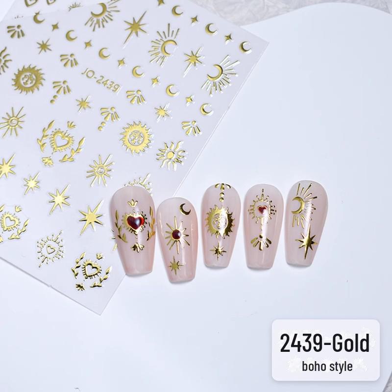 "Bohemian Silver Star & Moon Nail Sticker Set"