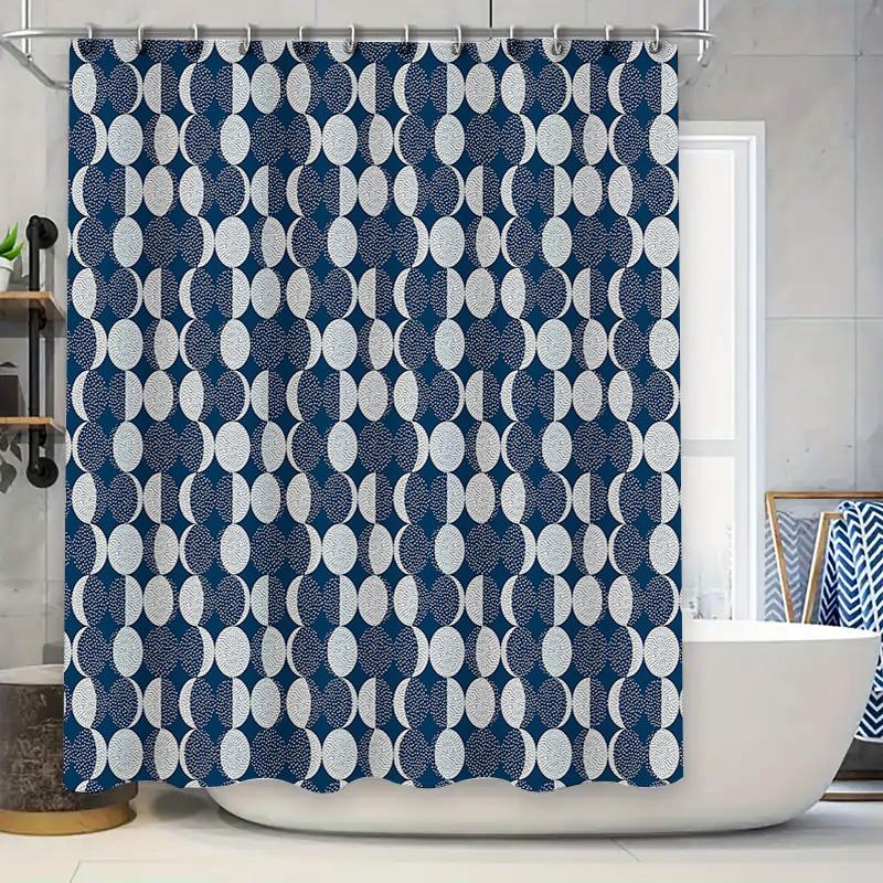 

Modern Geometric Shower Curtain Waterproof Bathroom Decor Farmhouse Backdrop Nature Pattern Fabric Liner Vintage Style W60H190(CM)-1 Pcs