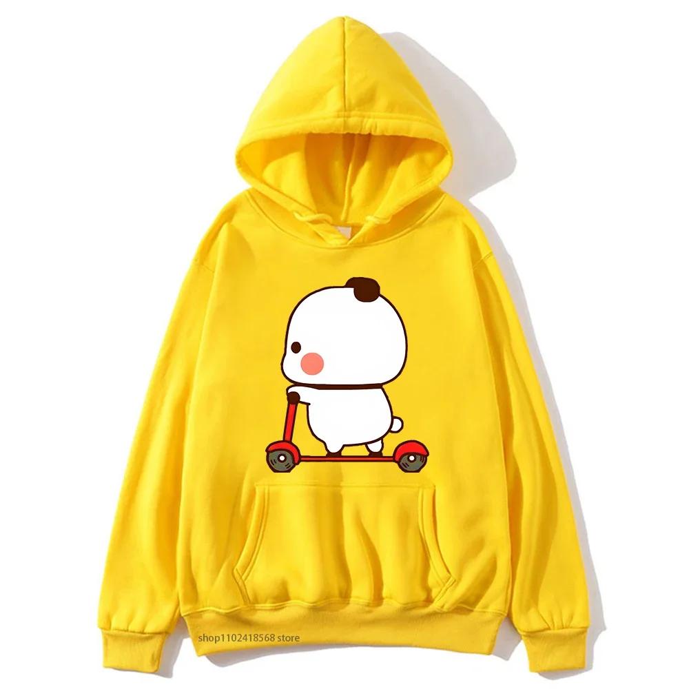 Cute Couple Hoodie Cute Bubu and Dudu Are Playing Scooter Together Sweatshirts Hooded Men's Clothes Women Panda Bear Top