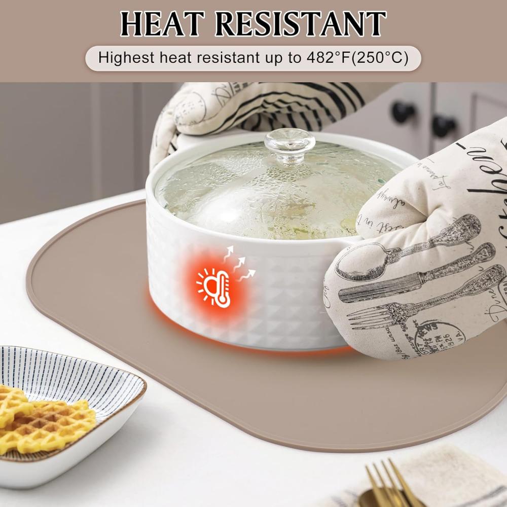 Silicone Placemats, Heat-resistant, Reusable Portable Placemats, Waterproof, Stain-resistant and Easy-to-clean Silicone Placemat