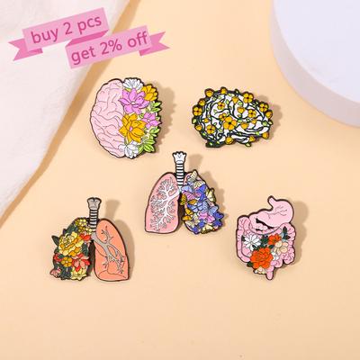 Viscera Emalj Pins Anpassade Hjärta Hjärna Lungor Livmoder Revben Brocher Knapphålsmärken Organ Smycken Gåva för Studenter Vänner