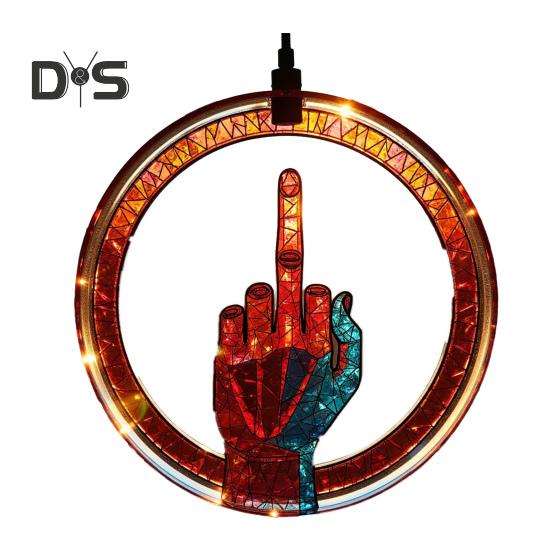 Sun Catcher Hanging Decoration with Metal Chain Colorful Hand-Painted Glass Panel Light Trap Decorative Accessory