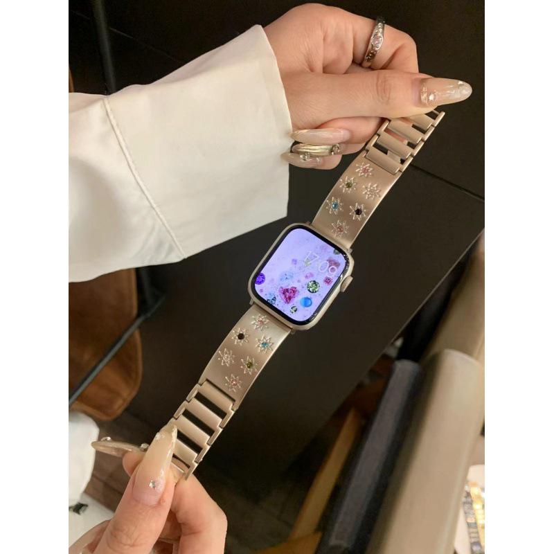 

Металлический ремешок со звездным браслетом для Apple Watch S9/Iwatch87 - цепочка с бриллиантами, совместимость с SE 42/44/45/49mm