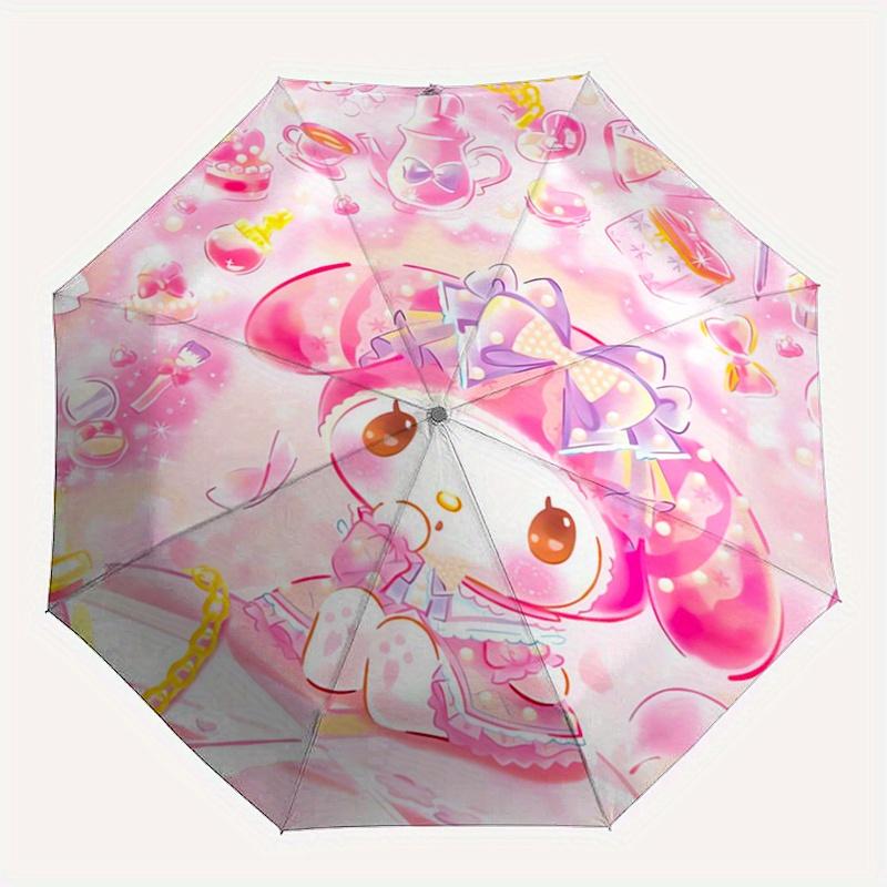 My Melody,Pink Fantasy Automatic Folding Umbrella-Simple 8-Rib Design, Bright Cartoon Pattern, Durable Iron Frame, Suitable For Travel, Outd