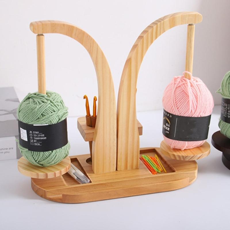 Multifunctionele Roterende Garenspoel Organizer Stand Magnetische Houten Garenhouder voor Naaien Haak Breien Project